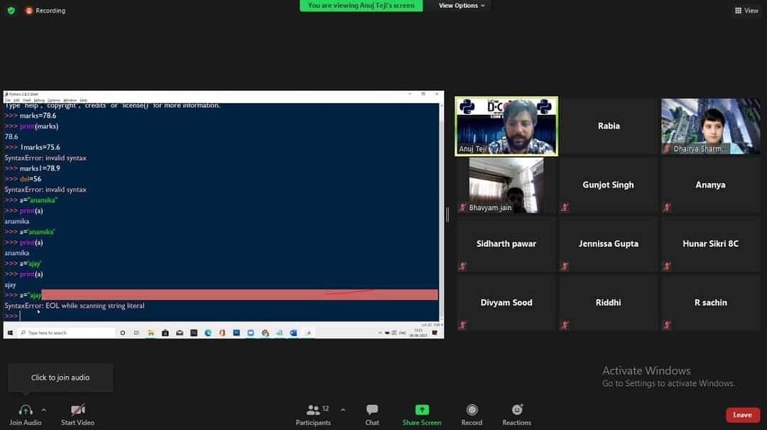 DCMPresidency's tweet photo. Virtual D-Code Camp where students from various schools explored the taste of Python Language by enrolling themselves into Code Warriors
#Glimpses #Day2 #D-Code_Virtual_Camp #Python #CodeWarriors
#LetsDcode #VirtualCamp #Coding #AI #AppDevelopment https://t.co/m0pBCfvJic