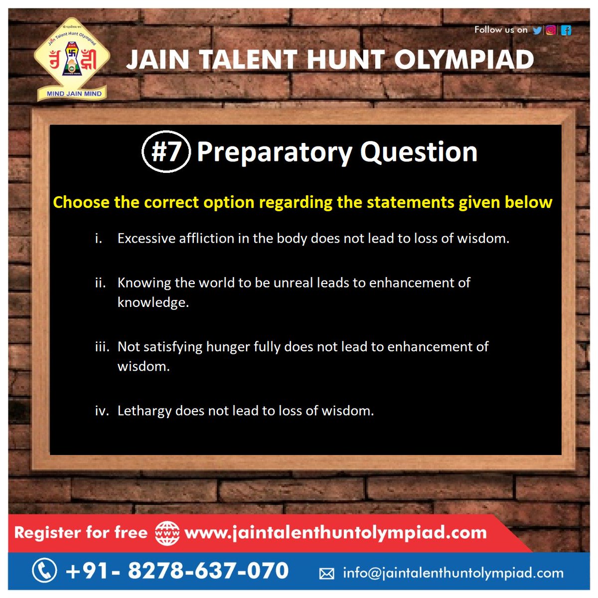 JainTalentHunt's tweet photo. Dear Participants, Countdown begins!! Be ready for Level-1 Exam on 13th June 2021 at 9:00PM (IST)

Quick Support: https://t.co/ABjMSWOrTZ

#jainstatus #jain #jainism #jainism_updates #Olympiads #education #religiouseducation https://t.co/DARYNWTL21