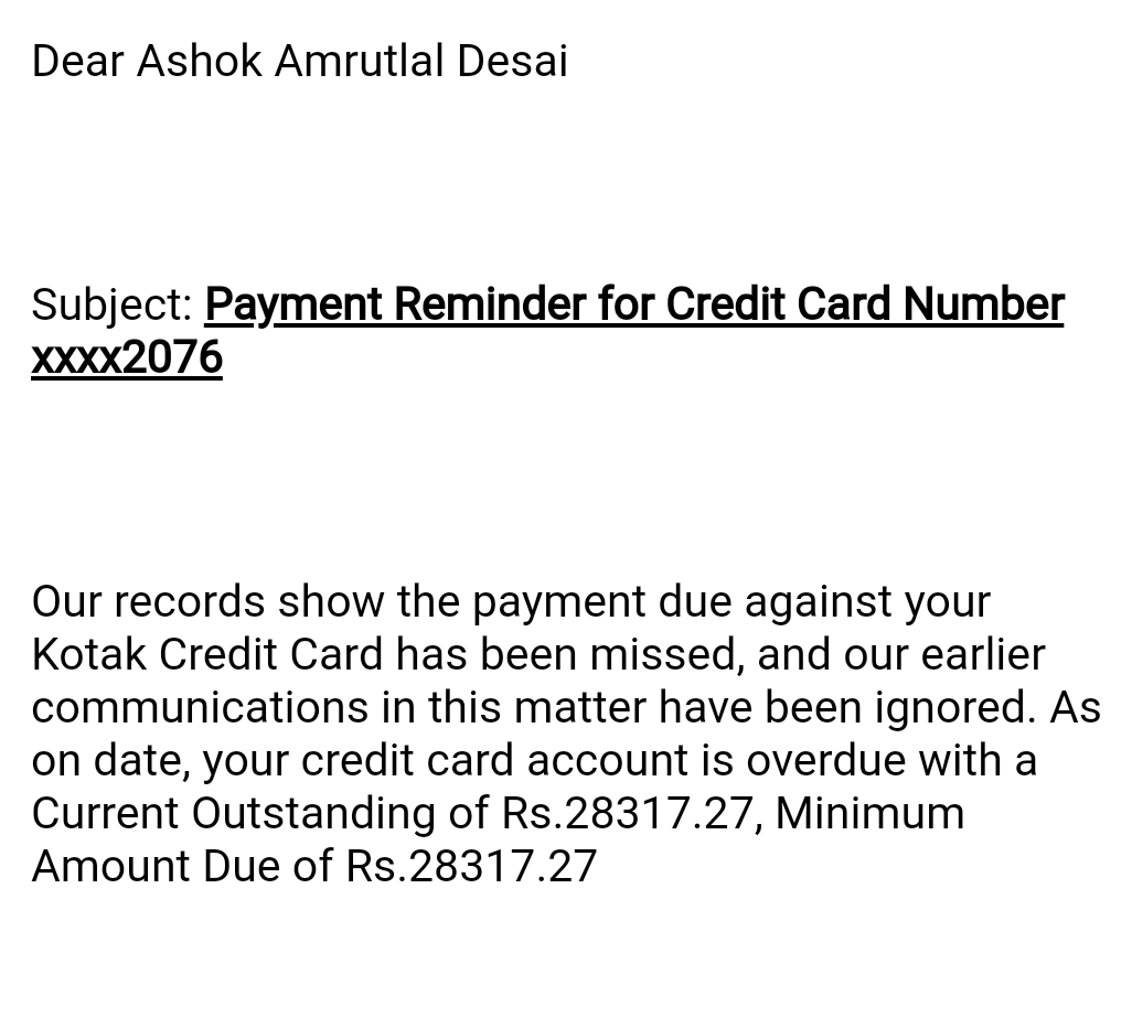 I took Reversible And paid 21000 out of 29000,Last month lock down so my business stopped and Not able to pay remaining 8000,Now you sending to pay full amount again of 29000,Is this Legal ???You said me you give me solution,Nothing has been done <a href="/KotakBankLtd/">Kotak Mahindra Bank</a> <a href="/RBI/">ReserveBankOfIndia</a> <a href="/BharatCourt/">ConsumerCourt</a>