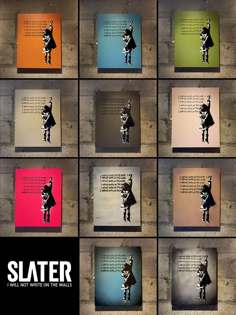 cslaterdesign's tweet photo. Tomorrow is the official release date of “I Will Not Write on the Walls” Website link will be posted tomorrow for a closer look and more details.

#streetart #graffitiart #urbanart #graffiti #berlin #banksy #notbanksy #bleklerat #painting #stencilart #stencil #streetartcollector https://t.co/i6fHIZAaNx