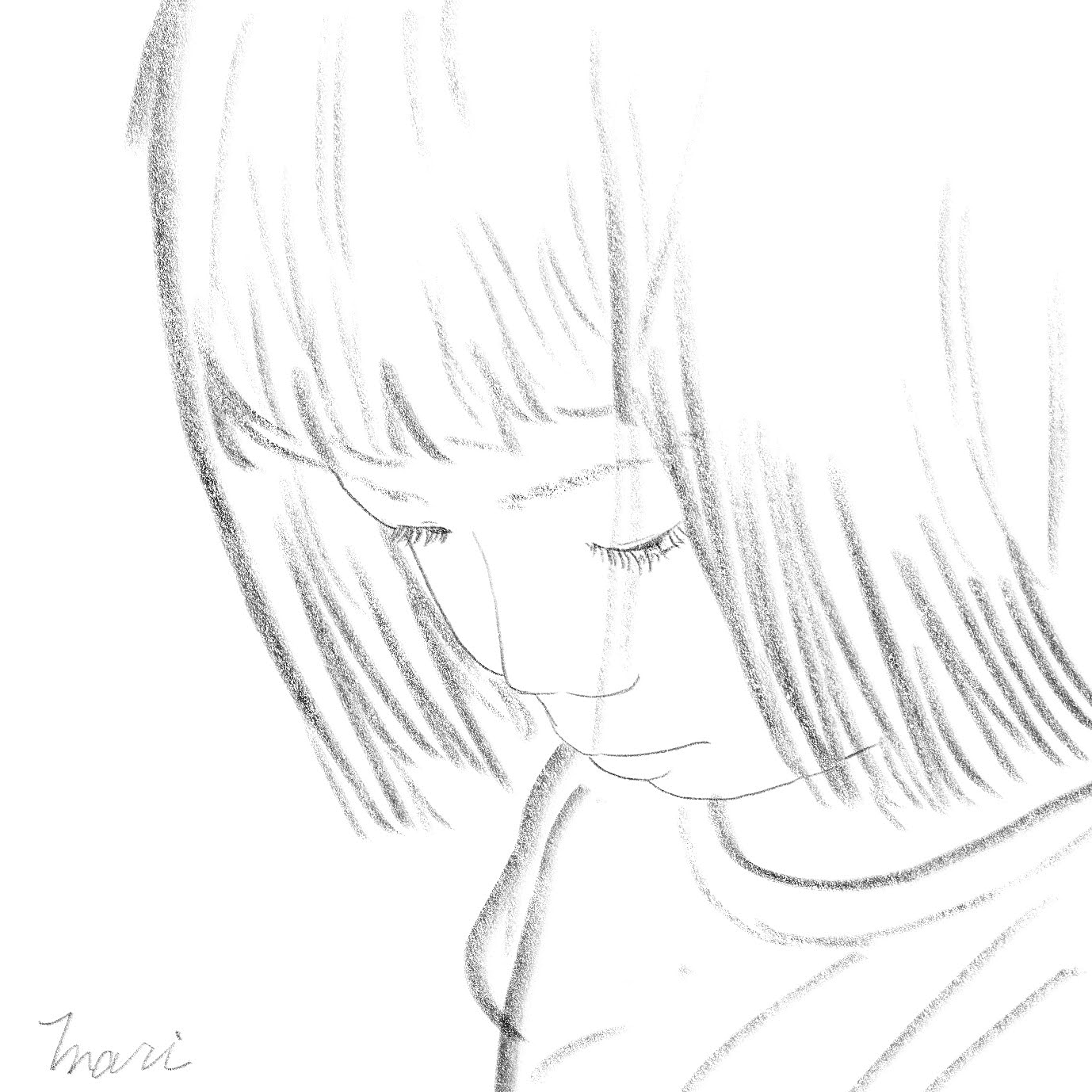 Illustration Mari うつむいた表情 うつむく まつ毛 何気ない日常をイラストに T Co J38ttsuqip Twitter