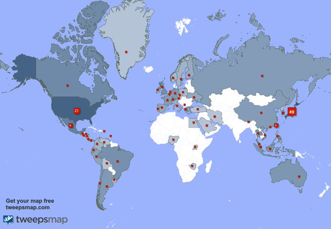 My followers are in Japan(49%), USA(21%)
Get your free map https://t.co/L8V5do5eG3 