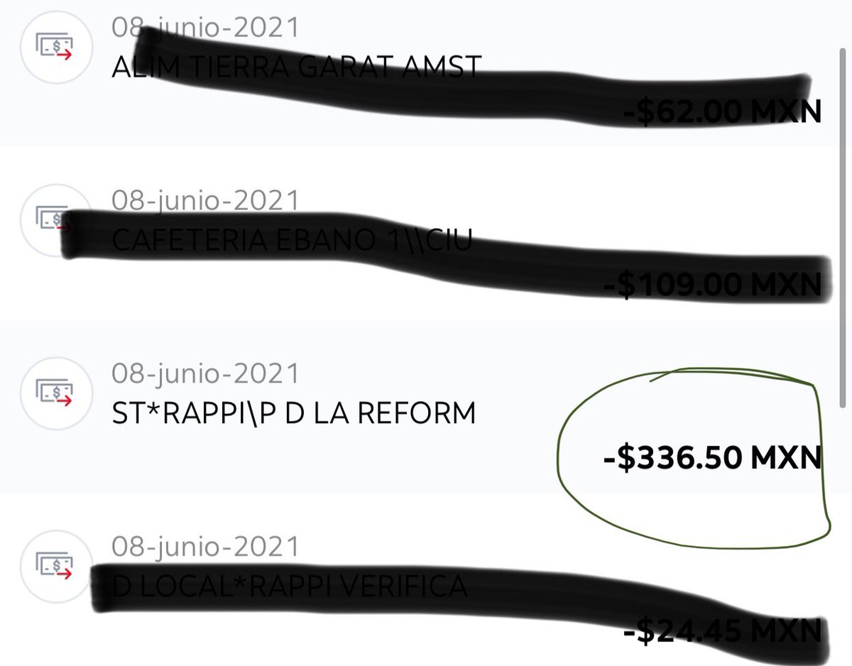 XavierVillanova's tweet photo. Hace unos días descargué  @RappiMexico añadí mi tarjeta e hice mi primera compra por 198 pesos.

Dos días después recibo en mi estado de cuenta de @ScotiabankMX tres cobros por $315, 340 y 336 pesos respectivamente sin haber siquiera abierto Rappi!

¿Me explican este robo? https://t.co/Kzt2juwpNj