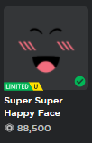 Super Super Happy Face Giveaway! 🎉 (no premium? i will send you a $10 robux giftcard) ❤️Like the tweet 👤Follow me 🔁Retweet 👉Ends june 10th.