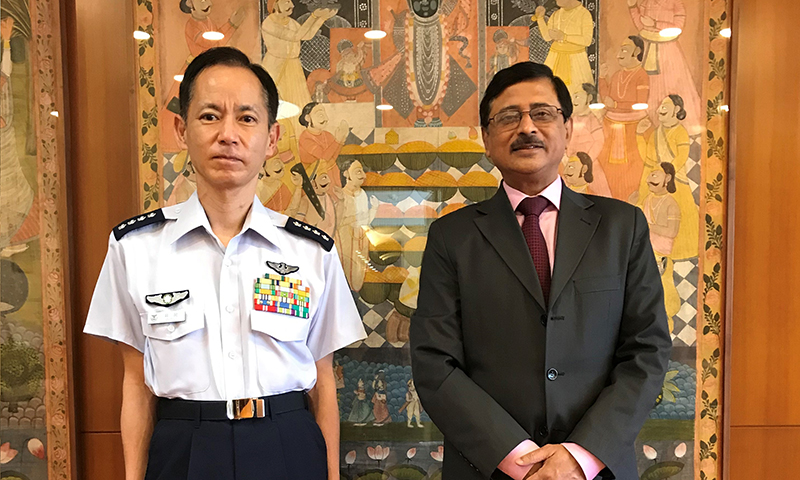 Japan Air Self Defense Force On 8th June Cos Of Koku Jieitai Gen Izutsu Paid A Courtesy Call On Amb Sanjay Kumar Verma And Met Virtually With Acm Bhadauria Coas Iaf They