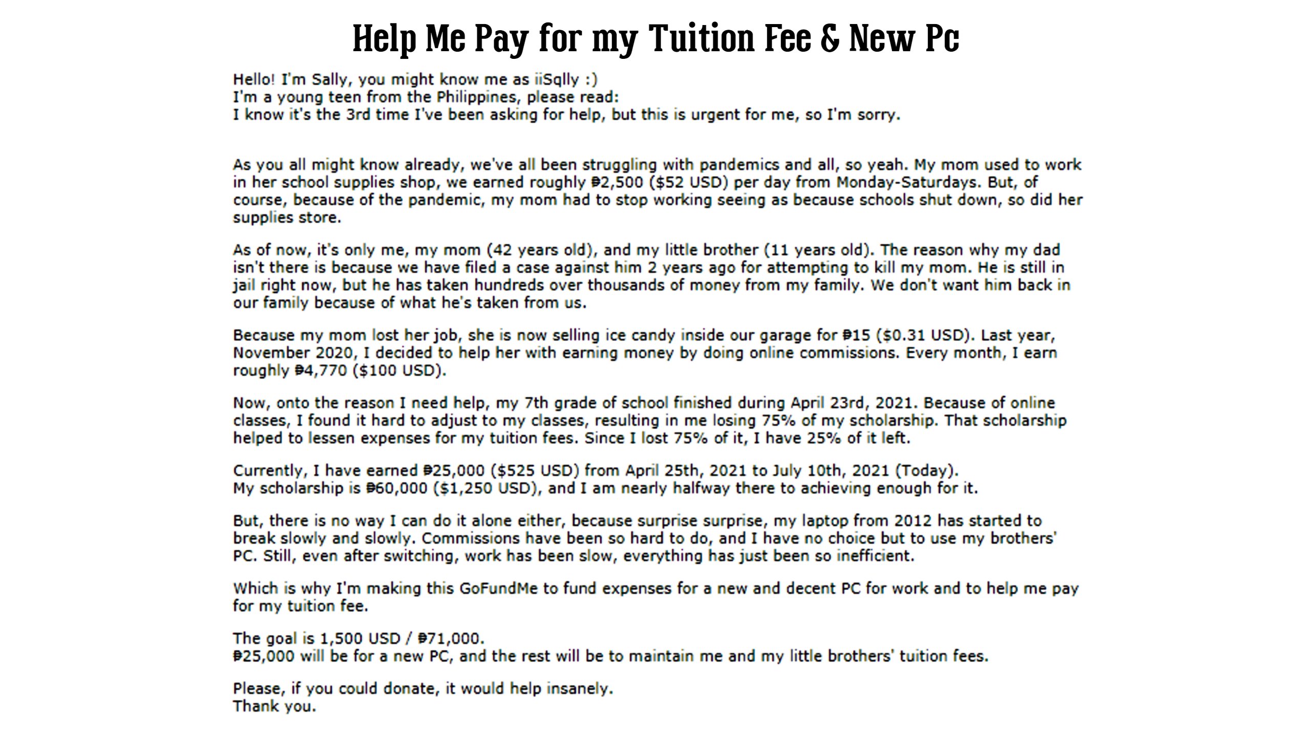 Iisqlly Hello Rtc Please Read The Image Below Thank You Here S The Link To My Gofundme T Co Otu44k7b1j If You Can T Donate A Rt Would Be Greatly Appreciated Roblox