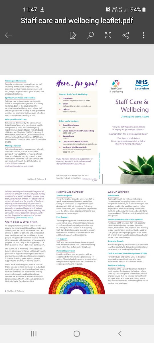 It's for YOU! Staff care Wellbeing Leaflet 👇