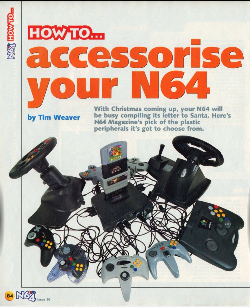 RagMagsRetro's tweet photo. It's #Ninthursday64 ! Take a look at this #N64 accessory feature from N64 Magazine's Christmas 1997 issue! 

Don't forget the look at the 2nd tweet for the rest of the feature ⬇️⬇️

Publisher: Future
Scan Credit: Jason Scott

#Nintendo64 #consoleperipherals #retrogamingmag https://t.co/dLnQvJnHf9