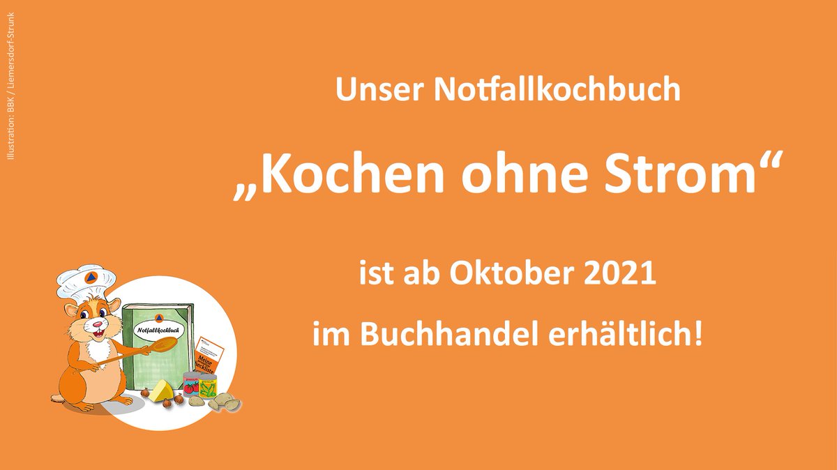 Das Kind hat endlich einen Namen: Unser #Notfallkochbuch trägt den Titel #KochenohneStrom! Im Oktober 2021 wird es beim Bassermann Verlag erscheinen. Diese und weitere Neuigkeiten finden Sie in unserer #Pressemitteilung: bbk.bund.de/SharedDocs/Pre… ^sg <a href="/BassermannBooks/">Bassermann Verlag</a>