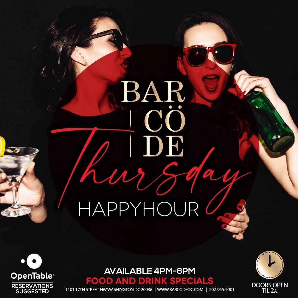 barcodedc's tweet image. This week at Barcode. Thursday- Sunday Happy Hour 4-6 pm.  Food and drink specials.  DJs and introducing Late Night menu!  Doors open til Late!  #washingtondc #wdc #happyhour #foodie #drinks #latenight @dchappyhours @BtchesWhoBrunch