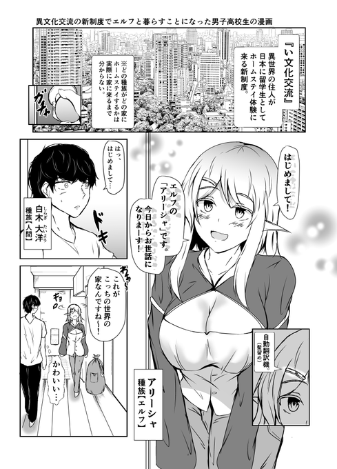 一人暮らししてた学生が異文化交流の一環でエルフと暮らすことになった話。 