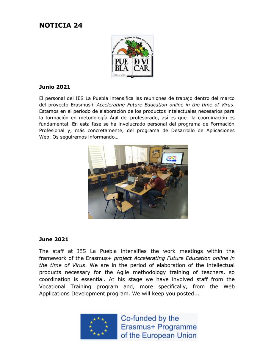 erasmuslapuebla's tweet photo. El personal del @IES_LaPuebla intensifica las reuniones de trabajo para el proyecto Erasmus.
#MiErasmusplus
#ErasmusplusEs
#ErasmusPlus
@sepiegob https://t.co/EjqT9F9KAX