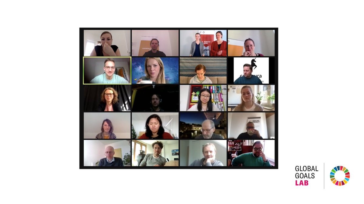 globalgoals_lab's tweet image. Rückblick #4 auf das #GlobalGoalsLab: Am 19.4. war es so weit - unsere Moderatorinnen Melissa &amp;amp; Amelie setzten den Startschuss für die 3-tägige #Challenge2020🎉Hier konnten die 9 Finalist:innen mit Expert:innen an konkreten Lösungen für Herausforderungen ihrer Projekte arbeiten.