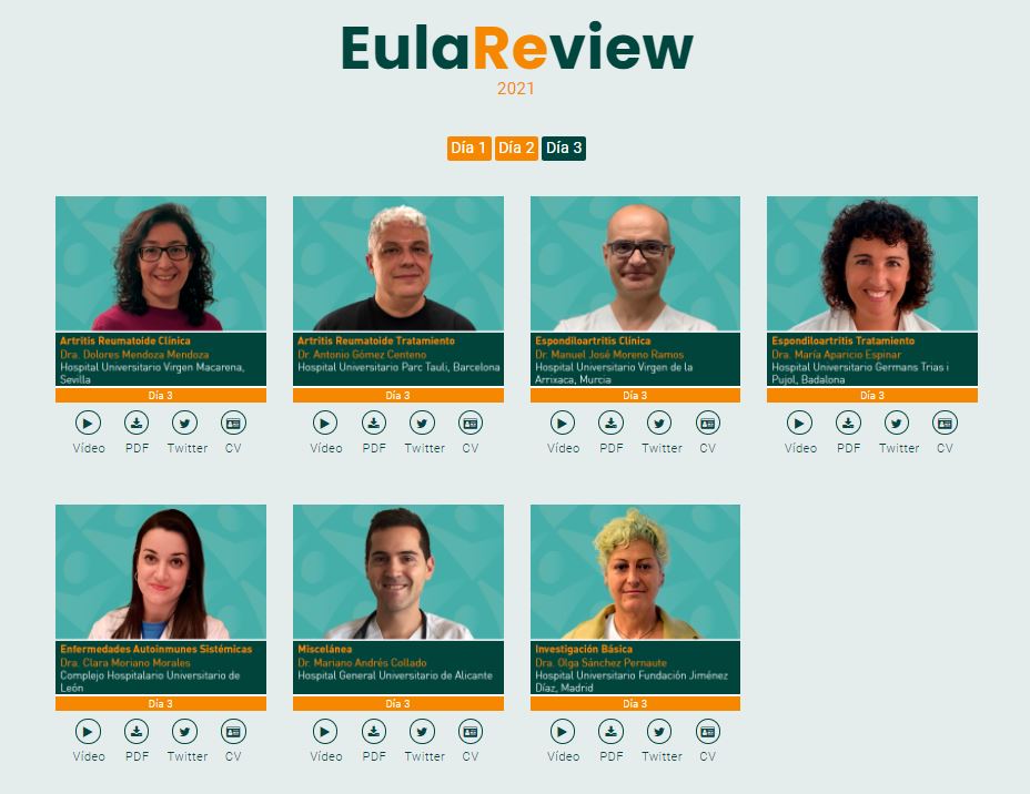 SEReumatologia's tweet photo. Recuerda que en cualquier momento puedes acceder a los vídeos #EularReview21, con resúmenes de los avances más importantes que se expusieron durante el e-Congress de @eular_org. Una iniciativa que ha contado con la colaboración de @glpg_ES https://t.co/lCsXsfMCLP https://t.co/zeKi7RvgOz