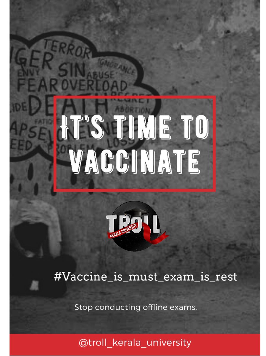 Anandhur71's tweet photo. Is it Justified? Forcing university students to write offline exams, without even giving one dose of vaccination. What is more important ?Life or exams !!!? #Kerala_VaccinatethenGraduate  #cancelAllKeralaUniversityexams #cancelKUexams #cancelIntermediateexams https://t.co/wziIEAMrnf