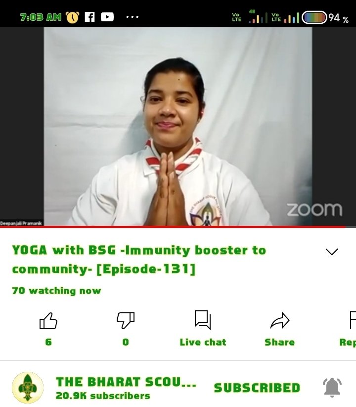 BadekTurati's tweet photo. SANKALP 2.0- To Create a Better Tommorrow. ....."
Activity -1
YOGA WITH BSG 
Monday to Saturday daily yoga karen, Immunity boost strong karen....
#bsgIndia
#OSBSG
#worldscouting
#mopindia
#stcbargaoniti
#happyscouting
#bsgsankalp https://t.co/ce4CuVxHnp