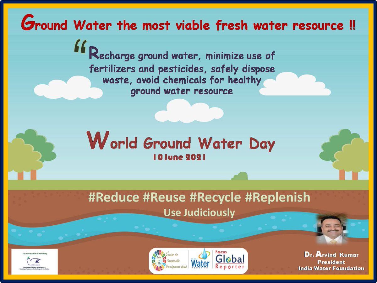 IndiaWaterFoun1's tweet photo. #WorldGroundWaterDay #Reduce #reuse #Recycle #replenish #drarvindkumarpresidentindiawaterfoundation #NCSTC #keyresourcehubofnetworking #Janshakti4jalshakti #SaveWater #WeForWater #NoPlastic #Catchtherain #rainwaterharvesting @CGWB_CHQ @MoJSDoWRRDGR @gssjodhpur @cleanganganmcg https://t.co/FydneE2aiG