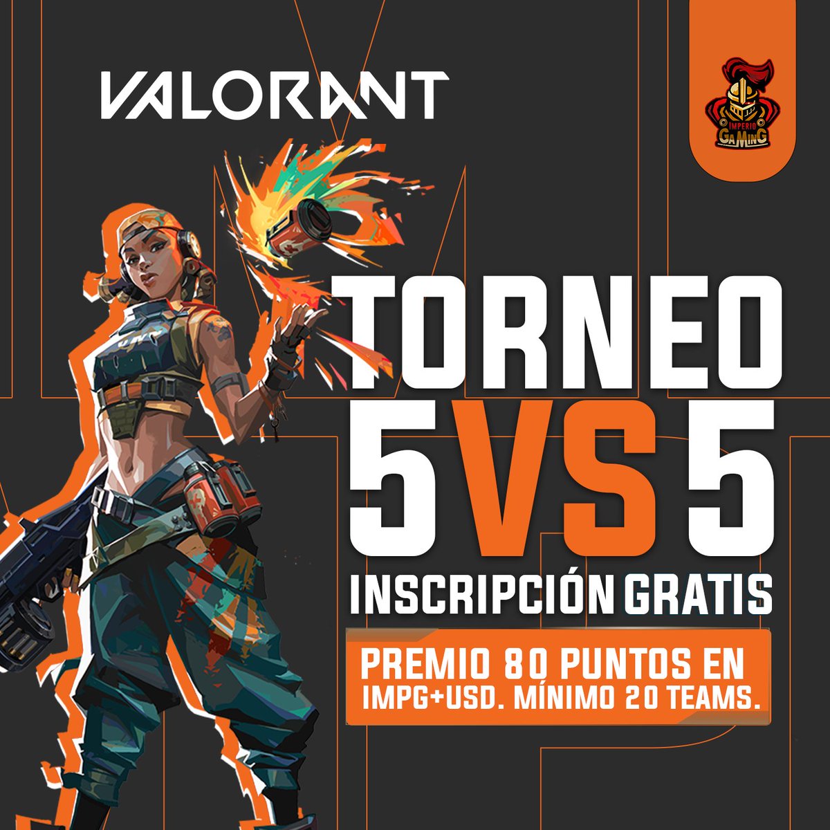 ImperioGaming1's tweet photo. Torneo Valorant 5 vs 5, servidor Miami,  Sábado 12 de junio, 19:00 hrs COL. Retweet para participar
Inscripción Gratis.
Registraro en: https://t.co/8QR1Bd98Df
Discord: https://t.co/9R6VAkmxGv
#Valorant #torneosendolares  #Torneos #riotgames #GRATIS #Torneo #torneosValorant https://t.co/7G6DmnVmD8