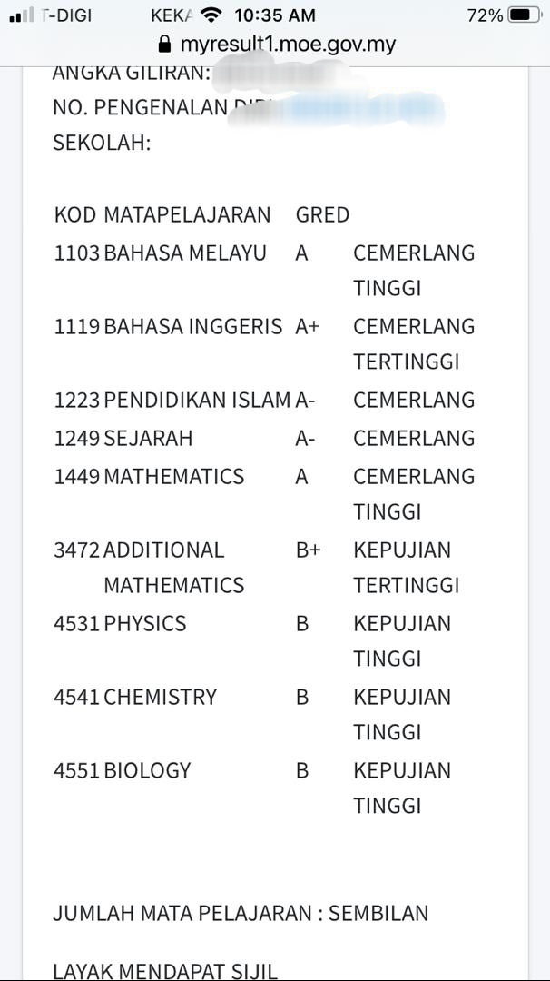 Myresult moe gov my