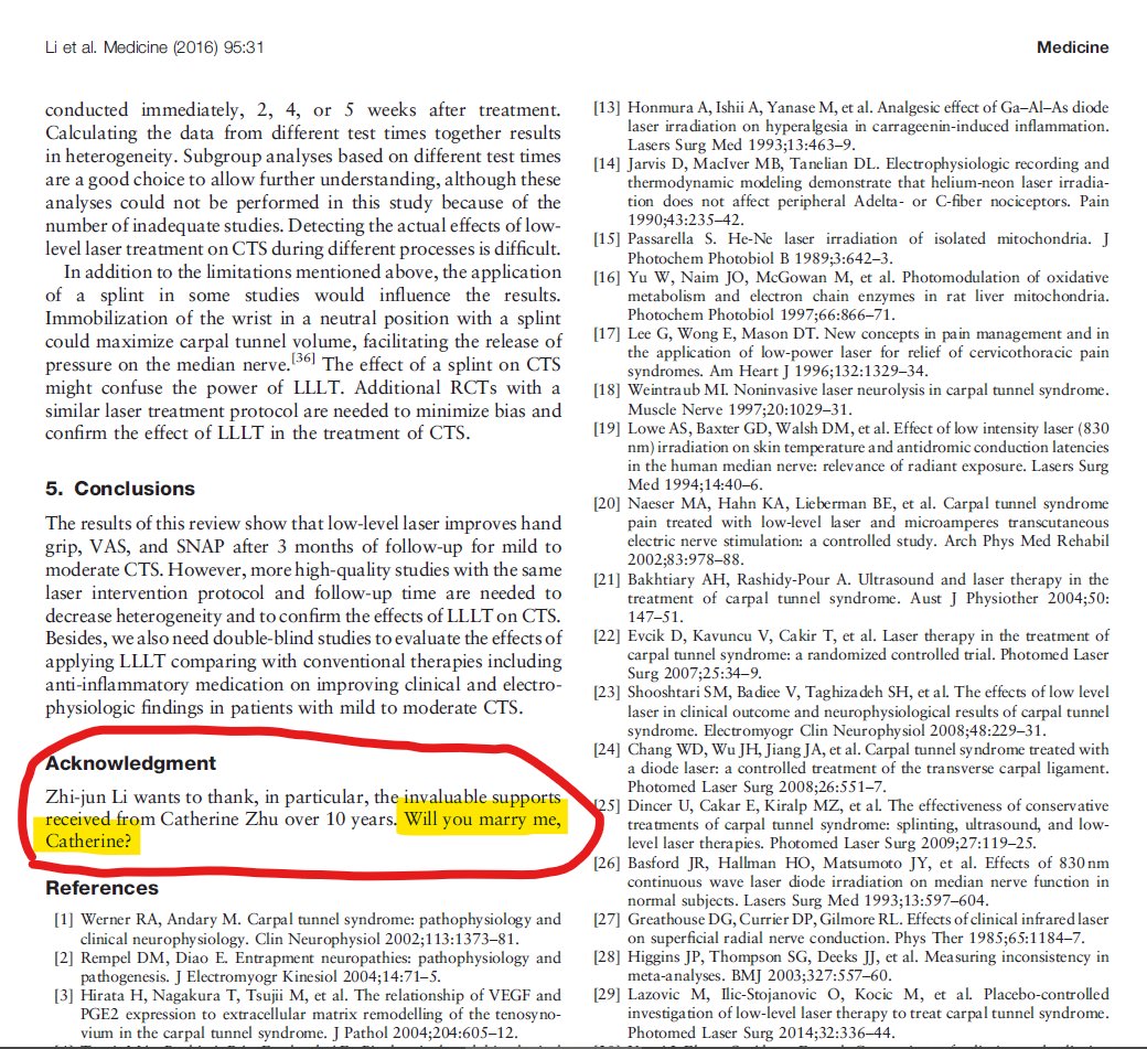 ¿Quién iba a pensar que un #MetaAnálisis pudiera dar cabida al romanticismo?
¿Habrá leído Catherine los agradecimientos del artículo?
¿Qué habrá respondido Catherine?
Artículo para guardar y utilizar en próximos cursos
ncbi.nlm.nih.gov/pmc/articles/P… 
vía <a href="/dralanburguete/">Alan Burguete-Torres M.D.</a>