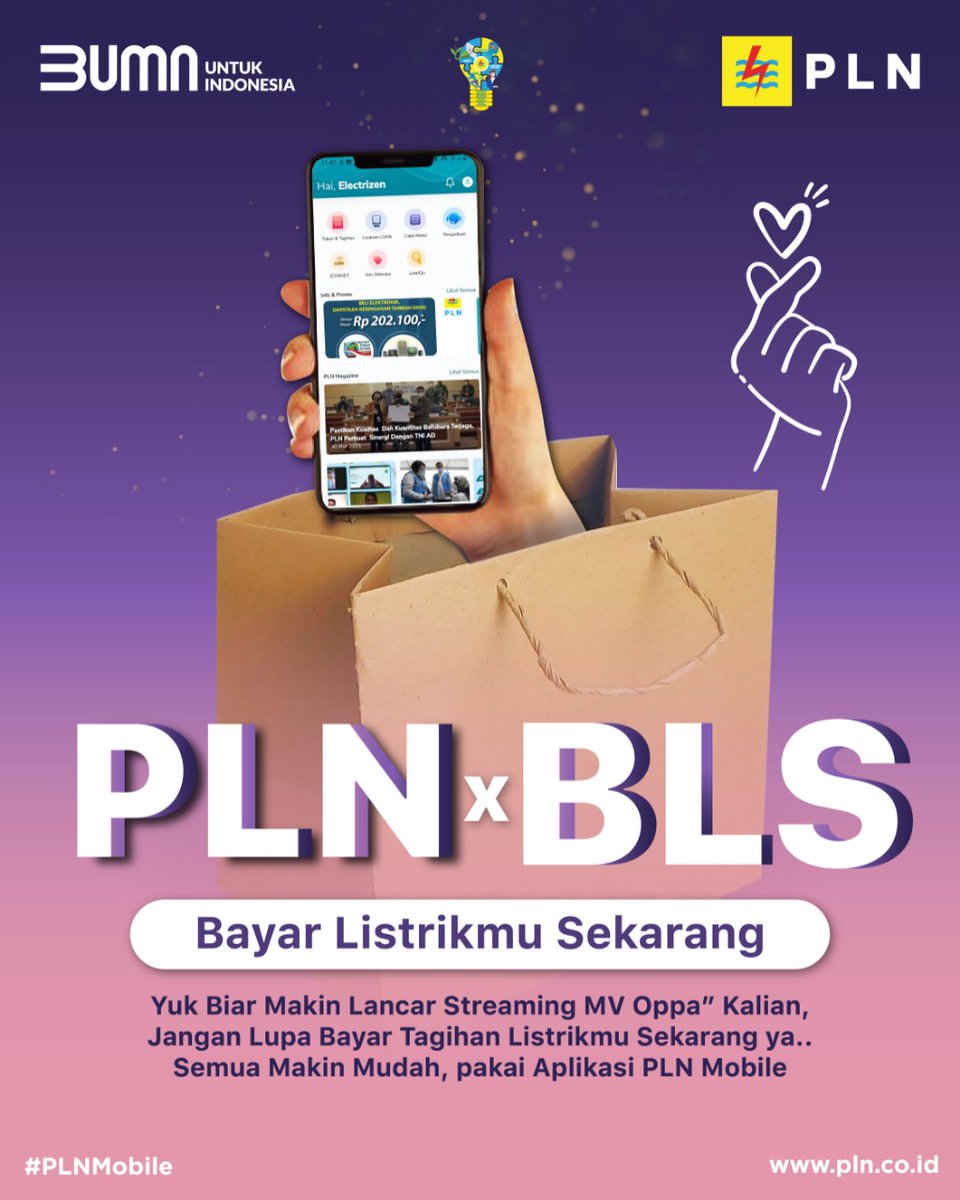 wiinnsdrk's tweet photo. Hai Unnie, Hyung, Eomma, Appa, dan seluruh Electrizen semua, masih streaming MV atau nonton drama Oppa" kesayangan kalian?? Yuk dari pada nanti ga lancar streamingnya, jangan lupa bayar listriknya yaaa sebelum tanggal 20 setiap bulannyaa.. 

#PLNxBLS #BTS_Butter #PLNMobile https://t.co/JNKLf981ke