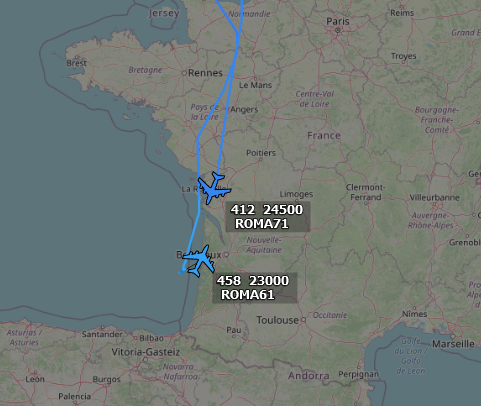 FrenchTrackers's tweet image. 🇺🇸 Flights #ROMA61 (#KC135T 59-1464) and #ROMA71 (#KC135R 62-3551) over #France.