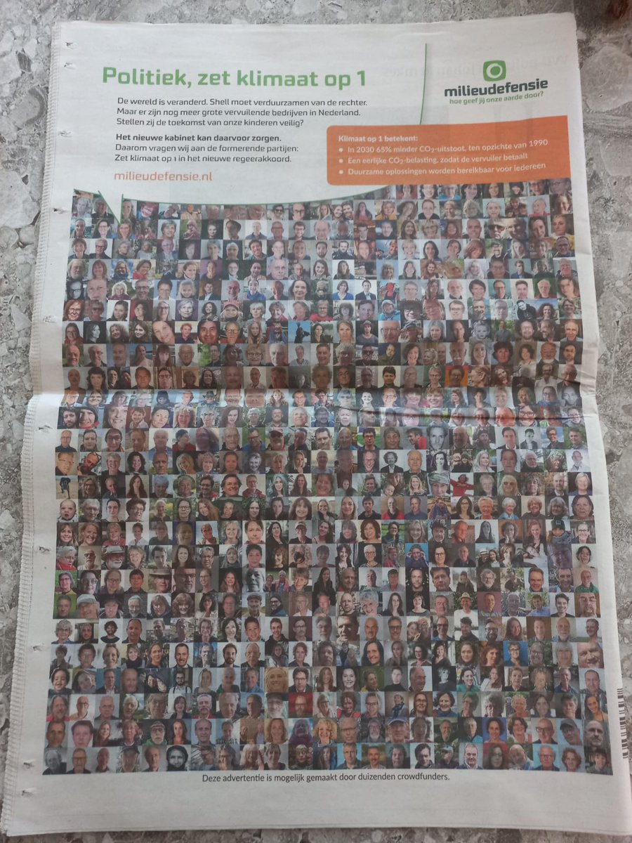Wauw wat een ochtend: in het hele land en in de krant laten we zien dat er regels voor vervuilers moeten komen. Het nieuwe kabinet moet aan de slag! Vanmiddag in Den Haag spreken we politici #Klimaatop1 #VanVervuilernaarFormatie
