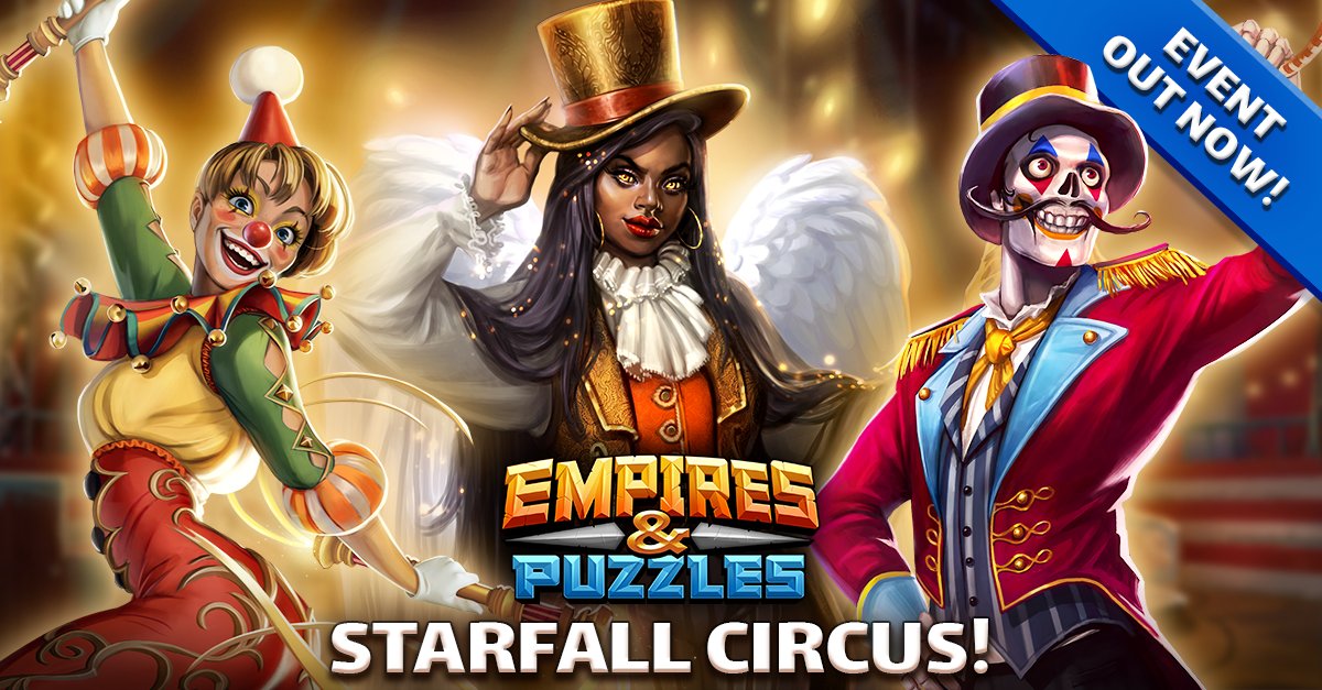 Welcome to the Starfall Circus! 🎪✨ Meet Director Zuri and his group of performers in this all-new Challenge Event! 🤹‍♂️ ▶️ Play the Challenge Event now: bit.ly/EmpiresAndPuzz…