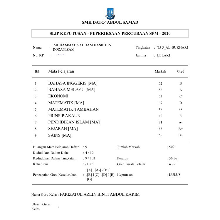 Gred purata pelajar