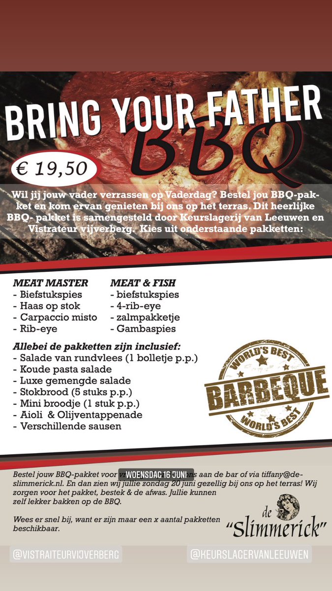 CSlimmerick's tweet photo. Vaderdag special!! Heerlijk bbq-pakket samengesteld door @keurslagerpaul en @J_Vijverberg. 🥩 🐟 🔥 
#vaderdag #barbecue #terras #localeondernemers https://t.co/8qFj1ccOJf