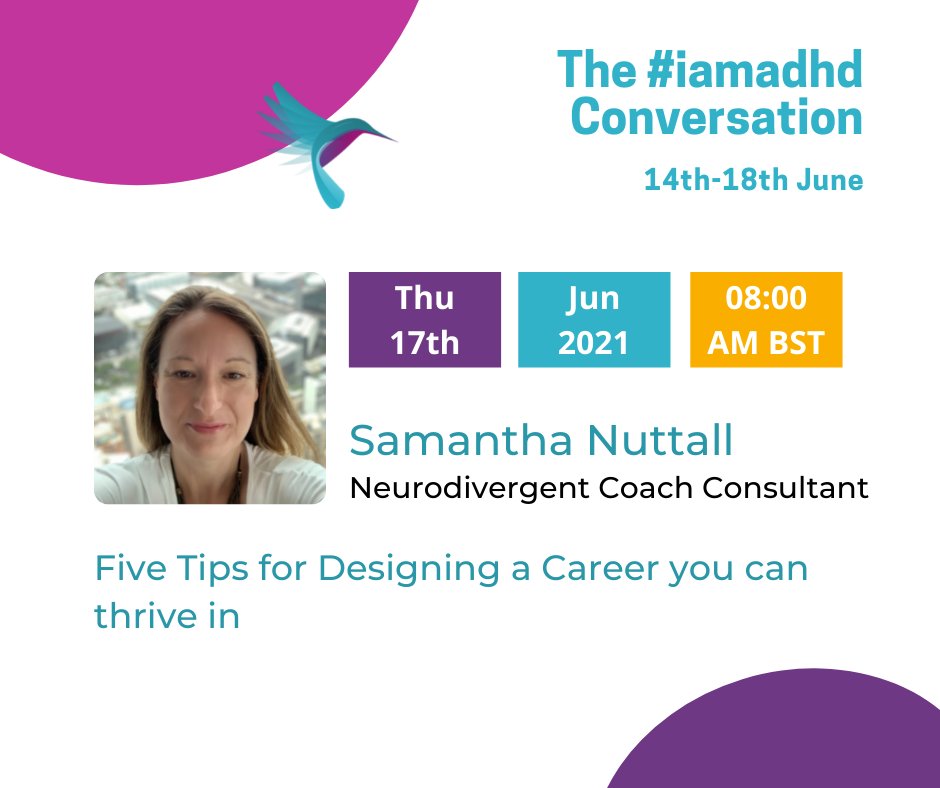 iamadhdmovement's tweet photo. Samantha Nuttall is on a mission to change employment outcomes for Neurodivergent people, empowering them to design careers built on their strengths!

She will be joining us next week.

Grab your ticket here: https://t.co/n0gGsaripG

#iamadhd #virtualsummit #adhdexpert #adhd https://t.co/aNAeB8IEld