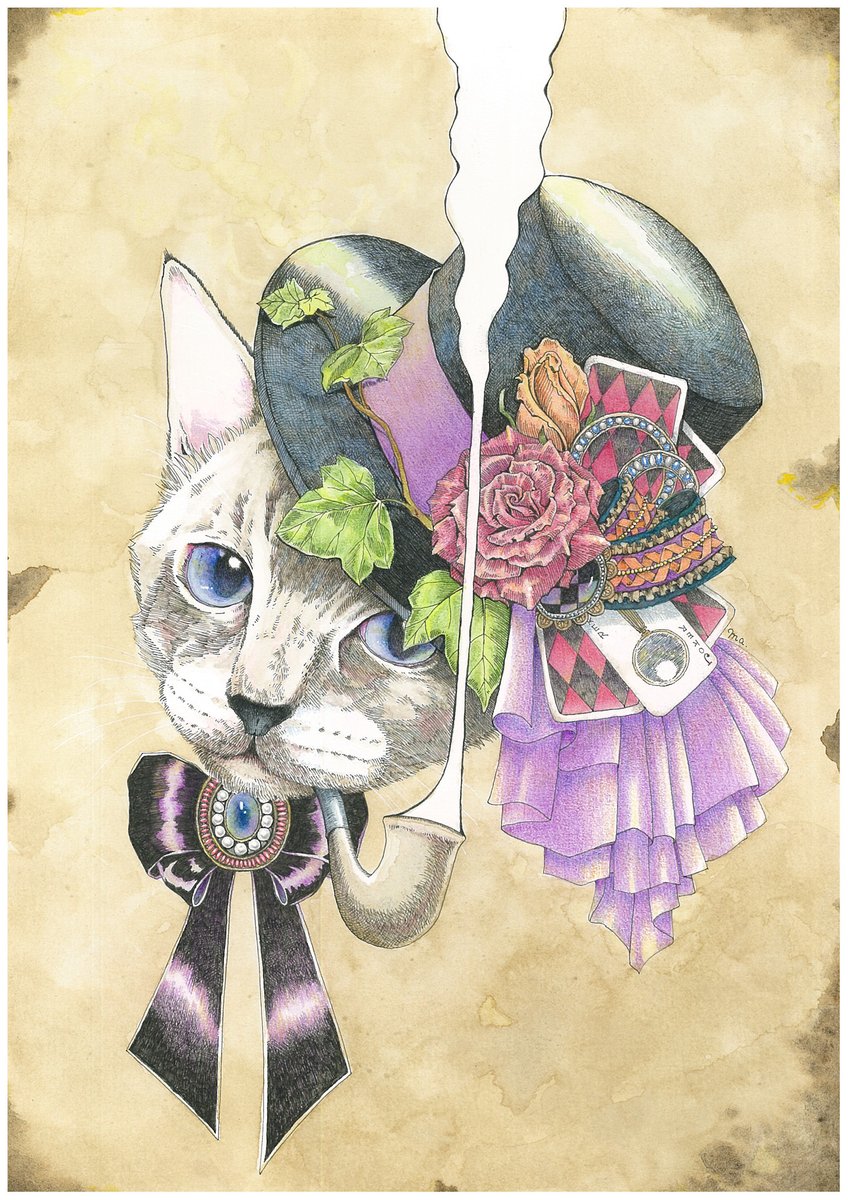 「#6月になったのでフォロワーさんに自己紹介しようぜ

シルクハットと薔薇と猫が大」|ま。(machiko.)@妖精妖怪展・posfes.vol.2のイラスト