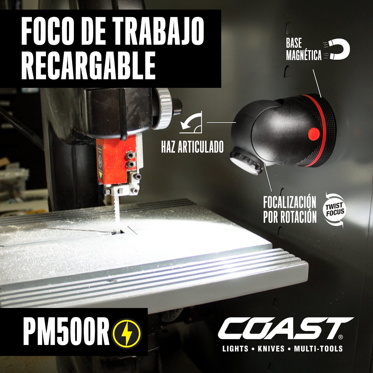 🔦El foco de trabajo recargable🔋 #PM500R de @COASTproducts es polivalente y con base magnética 🧲.

☀️Alumbra tanto las grandes superficies como zonas más precisas 🎯
#coastproducts #trustedtough #magneticworklight #focodetrabajomagnetico #recargable #fegemugroup #fegemusa