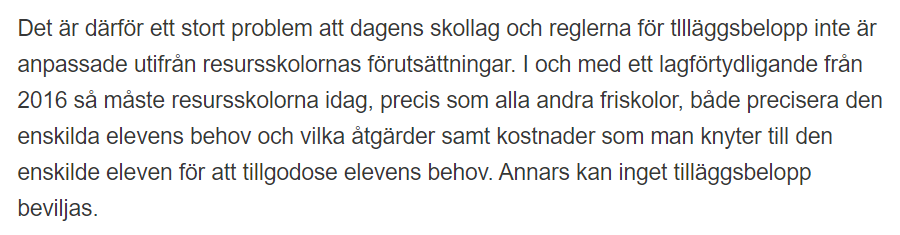 MittRor's tweet photo. @ChristianCkd Är det detta i artikeln som du menar är att "vända varje sten"? Du har under hela debatten slagit fast att Stockholm inte kan ge tillägg till elever just i resursskolor, om inte lagen ändras. Det är att slänga sten PÅ skolorna. https://t.co/r0gR5g7Tf8
