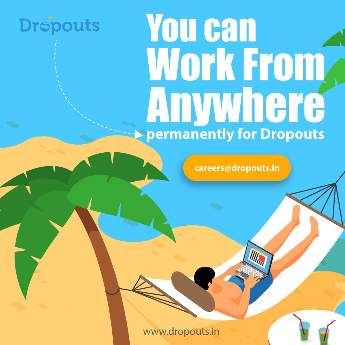 dropoutstech's tweet photo. Since March 2020 we have given work from home for every employee and we had announced in April 2021 for our employees that they can work from not just their Home but Anywhere!

Today we are happy to announce that we are offering Work From Anywhere to all new employees joining! https://t.co/CspZxZXiox