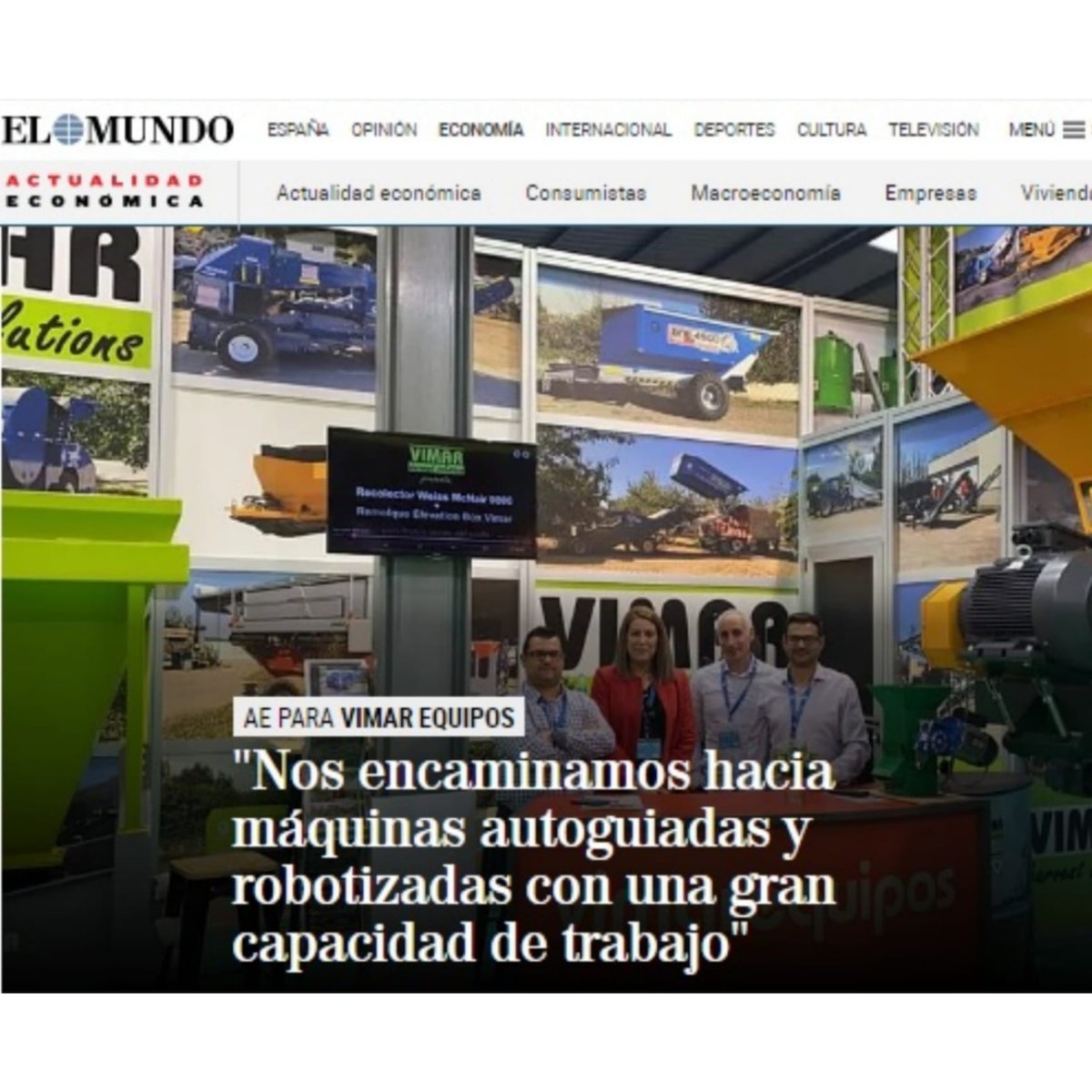 vimarequipos's tweet photo. Ya podéis leer la #entrevista de nuestro compañero @AlbertoVimar en el diario @elmundoes 🌍📰
Haz "clic" en el siguiente enlace y te redirigirá a la entrevista😉👍
https://t.co/8n2PquxkYo
#vimarequipos #teamvimar #harvestsolutions #vimar https://t.co/70mHkcglBU