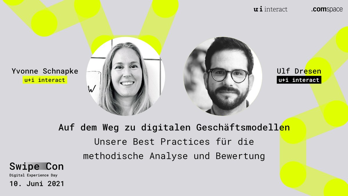 ui_interact's tweet image. Worauf kommt es beim Aufbau digitaler Geschäftsmodelle an? Yvonne Schnapke und Ulf Dresen von @ui_interact liefern Best Practices für die methodische Analyse und Bewertung!
Seien Sie dabei: um 12 Uhr auf der Swipe Con 2021!
Jetzt noch anmelden unter: bit.ly/3gcSzCI