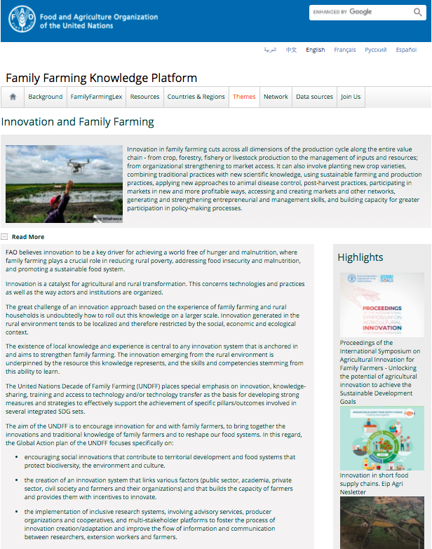 It's great to see that FAO's Family Farming Knowledge Platform (@FAOFFKP) has a new thematic page on #Innovation!

👉🏾fao.org/family-farming…

“Innovation in family farming cuts across all dimensions of the production cycle along the entire value chain” 
💡👨🏾‍🌾👩🏾‍🌾 

#UNDFF
#SDGs
