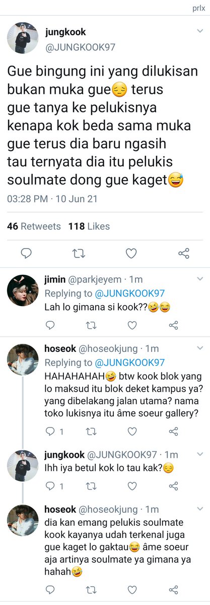 parallaxys's tweet photo. taekook onetweet! 

Niatnya minta lukisin muka tapi yang dilukisin malah muka orang lain, kata Jungkook dia rugi. https://t.co/UfCzXMe1RS