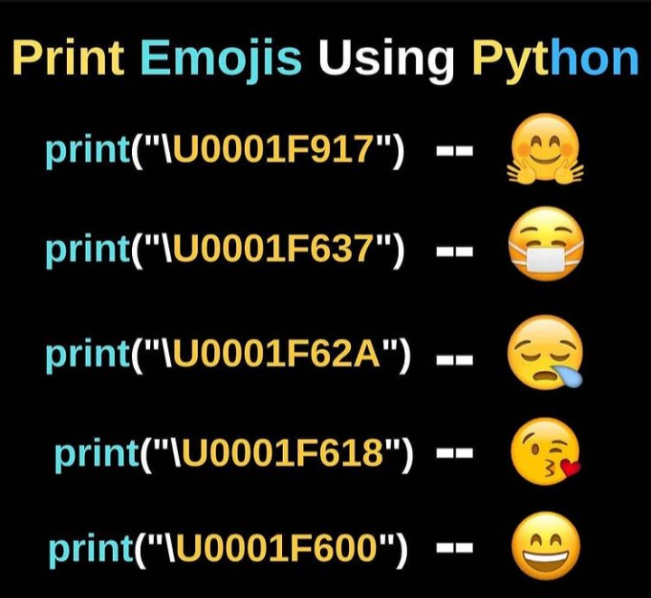 Know Program (Programming | Coding) on Twitter: "Print any emoji using Python, just type the inside print function, emoji will get printed automatically #python3 #programming #coding #Python #Java #javascript #code #