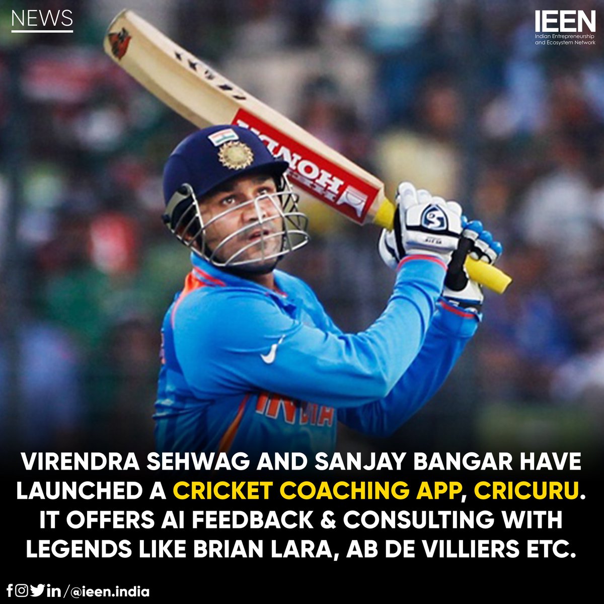ieenindia's tweet photo. Virendra Sehwag and Sanjay Bangar launch a cricket coaching app called Cricuru. The app provides AI feedback and direct consulting with legends like Brian Lara, AB de Villiers and more!
Read more: https://t.co/BXjI2nGw7E

#cricket #ipl https://t.co/5xkEoORdLV