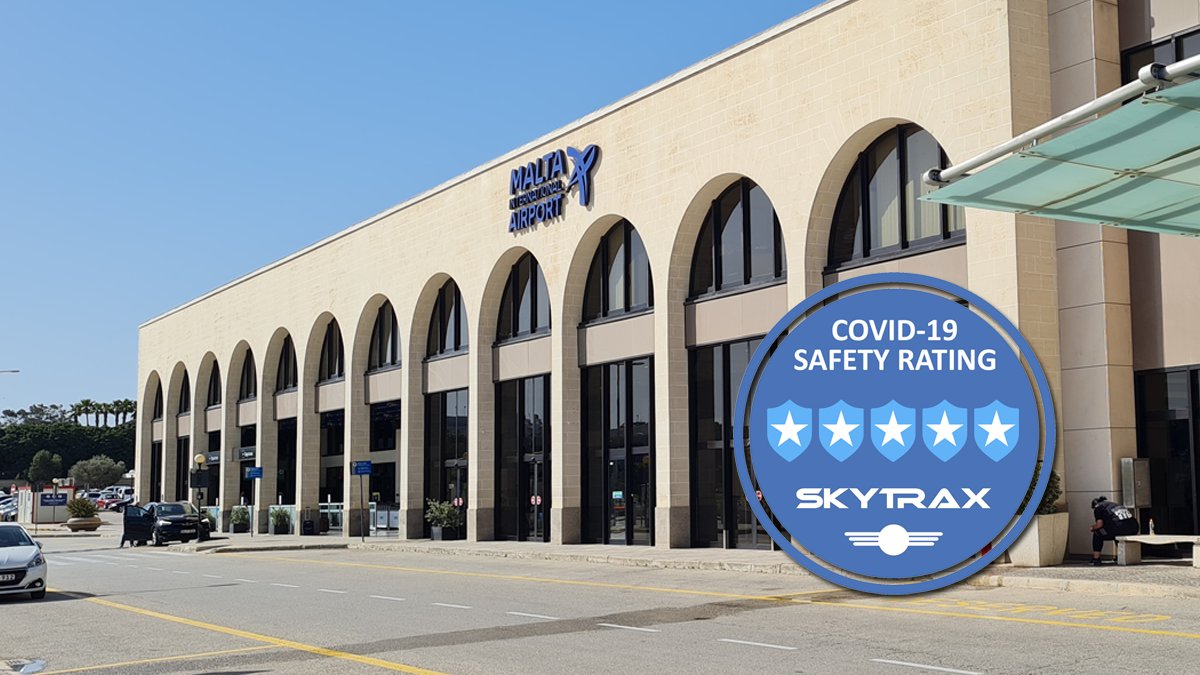 Today, @Maltairport has been Certified with the 5-Star COVID-19 Safety Rating, becoming the 3rd airport in Europe to achieve the highest accreditation - read more here 👉 bit.ly/3g9lKYL #skytrax #maltaairport #cleaning #hygiene #reducerisk #covid19 #5star #safetravels