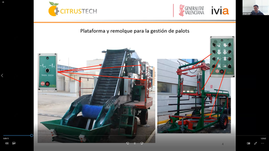gocitrustech's tweet photo. 🍊⚙️#ProyectoCITRUSTECH #Webinar @Cajamar 

Sergio Cubero (@GVAivia) explicó el desarrollo de la plataforma de recolección adaptada para cítricos. “Hemos usado tecnología basada en visión por computador para replicar la inspección de cítricos en los almacenes pero en el campo”. https://t.co/QfxOm9hPQE