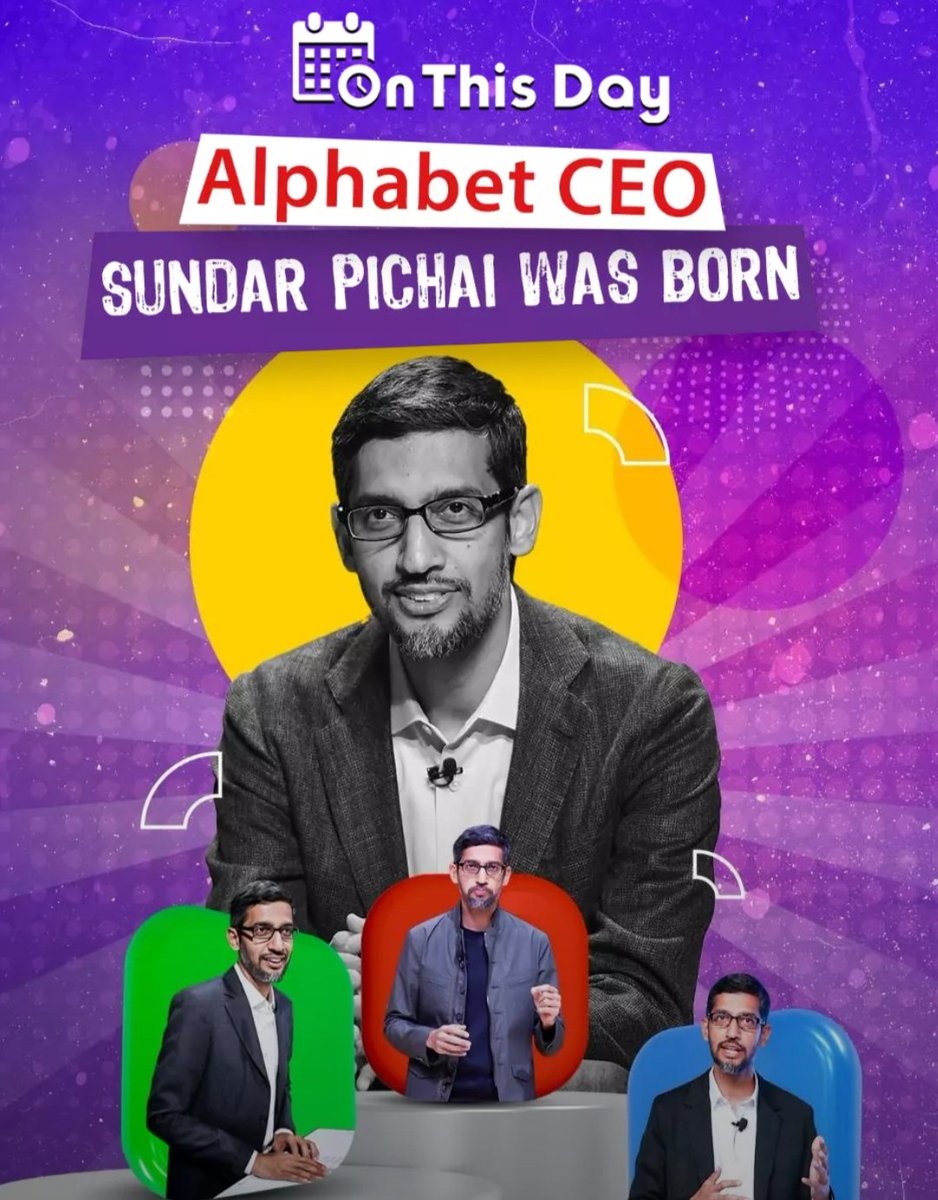 technomania365's tweet photo. Wishing you a very happy birthday, @sundarpichai! 🎉🎊🎂 Have a great year ahead. 

#Google #SundarPichai https://t.co/OWR08ahZvD