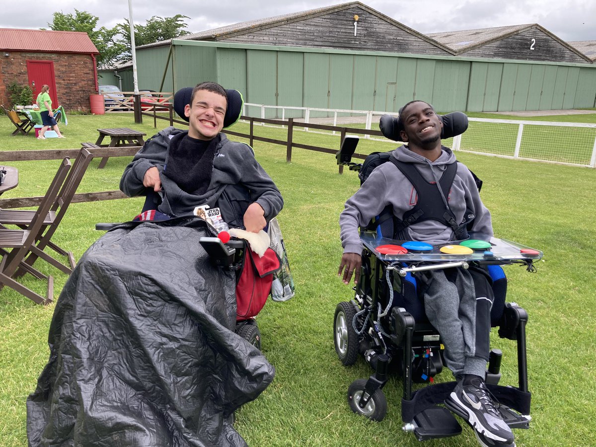 TheNationalStar's tweet photo. National Star students Cain and Dan are here to watch and support our #fundraising wing walkers in action today! 😄 #Wingwalk #Charity https://t.co/3uKFRVvcaz