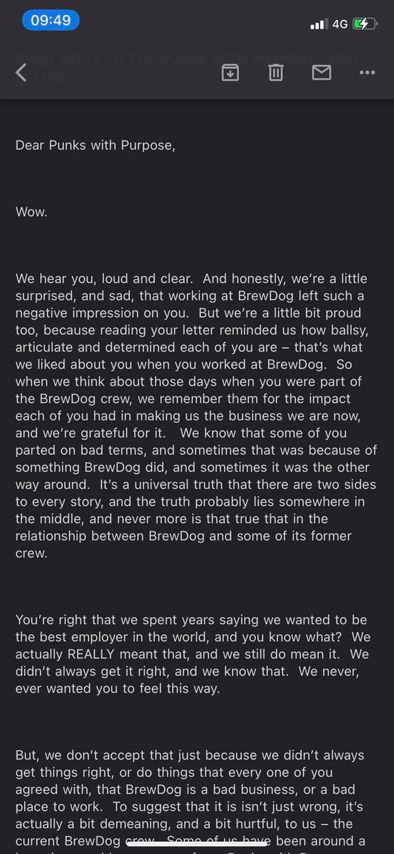 We're expecting to see a response from BrewDog imminently. We currently understand this will be an open letter, which staff are being strongly urged to make a quick decision on signing. Some are already refusing. The current draft is here; sorry we only have images at present.