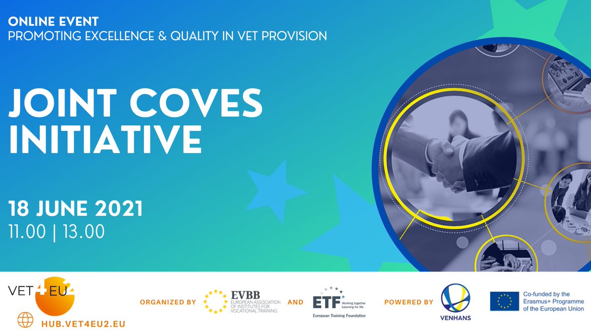 VET4EU2 (@vet4eu2) on Twitter photo #VET4EU2 is happy to invite you to the #VENHANS powered event ’Joint CoVEs Initiative’!
🗓 18th of June from 11h00 to 13h00 CET
REGISTER NOW:
hub.vet4eu2.eu/webinar/joint-…
#EUVocationalSkills #EUVocationalExcellence #excellence #EUnetwork <a href="/JoaoSantosEU/">Joao Santos</a> #VET4EU2 is happy to invite you to the #VENHANS powered event ’Joint CoVEs Initiative’!
🗓 18th of June from 11h00 to 13h00 CET
REGISTER NOW:
hub.vet4eu2.eu/webinar/joint-…
#EUVocationalSkills #EUVocationalExcellence #excellence #EUnetwork <a href="/JoaoSantosEU/">Joao Santos</a>