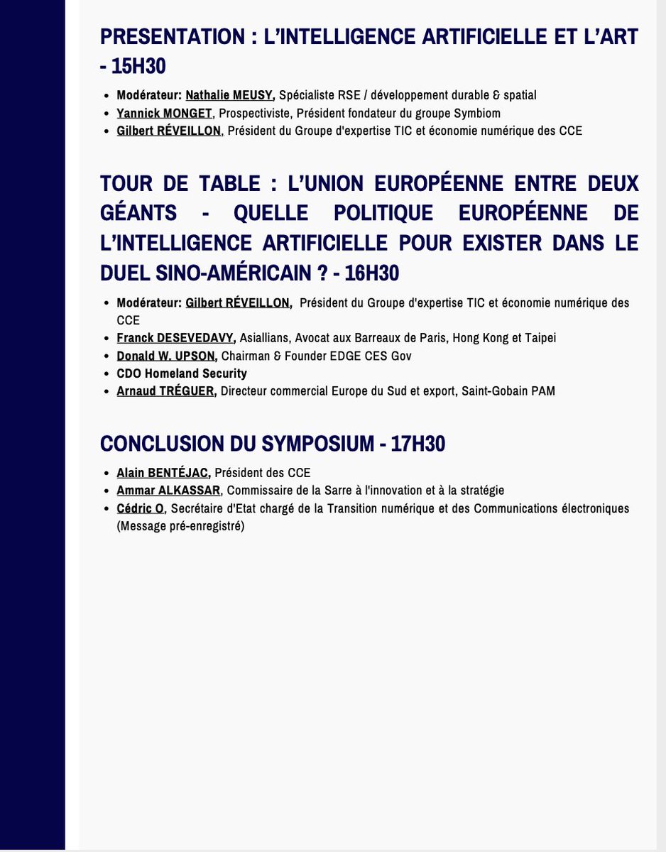 SYMPOSIUM DE L'IA A FORBACH 11/06/2021

Thème : Symposium franco-allemand
Date et heure : 11/06/2021, 9h30
Lien : zoom.us/j/96799755084?…
ID de la réunion : 967 9975 5084
Mot de passe : 893347