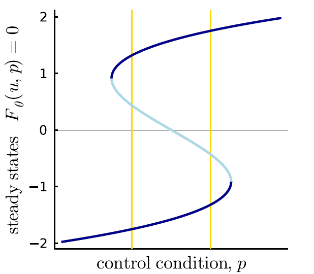 How to identify the parameters of a model by fitting to bifurcation points? Suggested answer by <a href="/GreggSzep/">Grisha Zepp</a> <a href="/ndalchau/">Neil Dalchau</a> and me just released  arxiv.org/abs/2106.04243