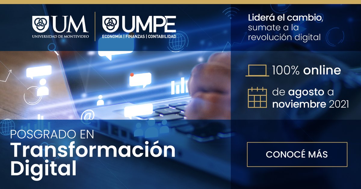 #NUEVOPROGRAMA: el Posgrado en Transformación Digital de UMPE comienza en agosto de 2021. Preparate para liderar el cambio y sacarle provecho a las nuevas tecnologías en las organizaciones.

🌐¡Sumate a la revolución digital!

Conocé el programa aquí ➡️ umpe.um.edu.uy/posgrado-en-tr…